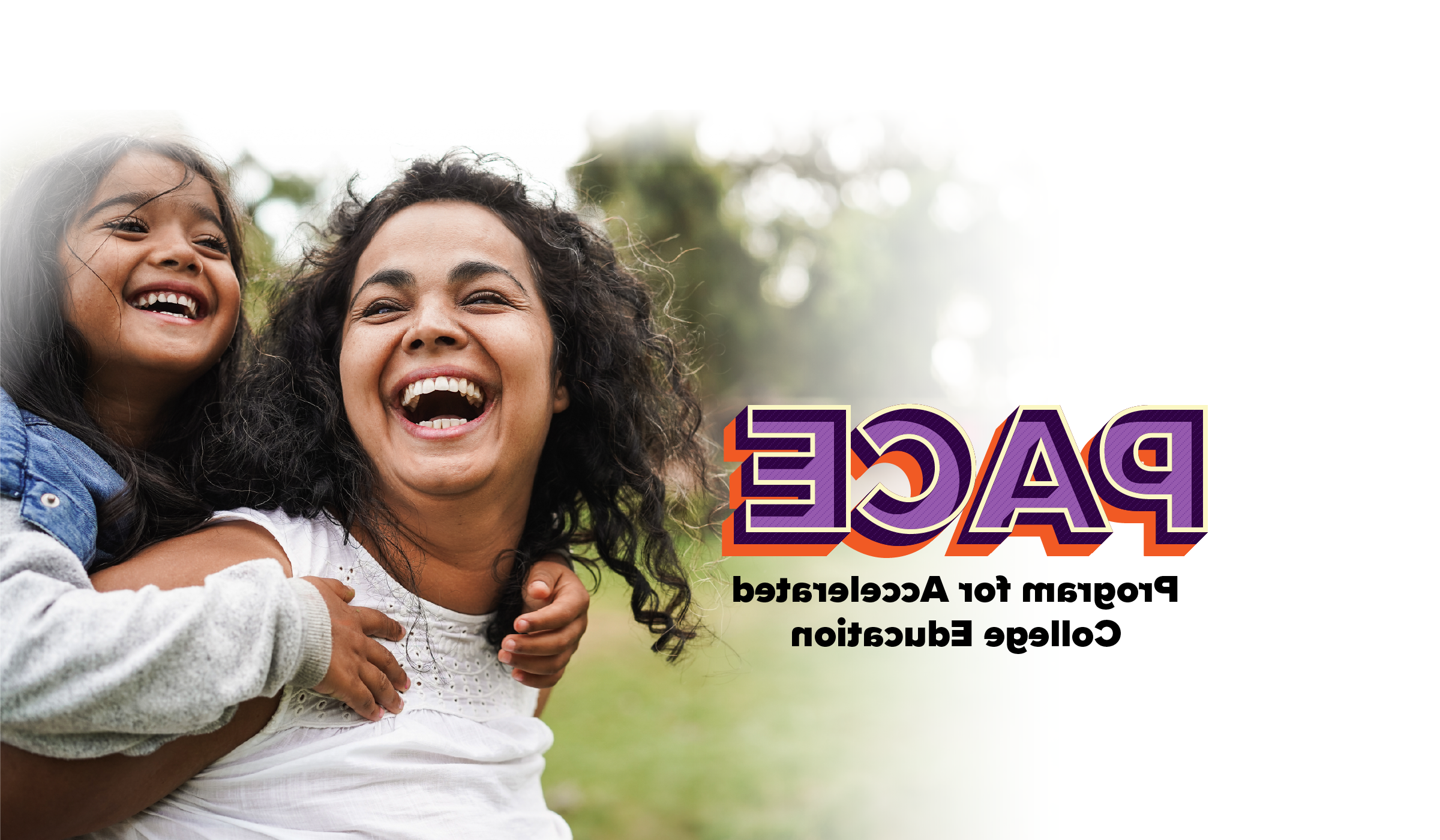 program for accelerated college education with image of a mom and young daughter